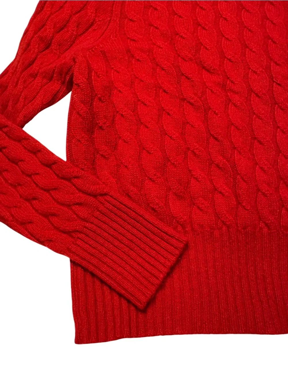 J. Crew Shrunken Cable Knit Crewneck Sweater Size Small Red Holiday Christmas
